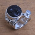 thumbnail image 3 of NOVICA Rainbow moonstone cocktail ring, 'Night Face', 3 of 10