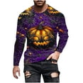 thumbnail image 2 of FDGIU Men's Halloween Graphic Tees Men Casual Round Neck Long Sleeve Pullover Halloween Printed T-Shirt Blouse Tops Casual Shirts, 2 of 5