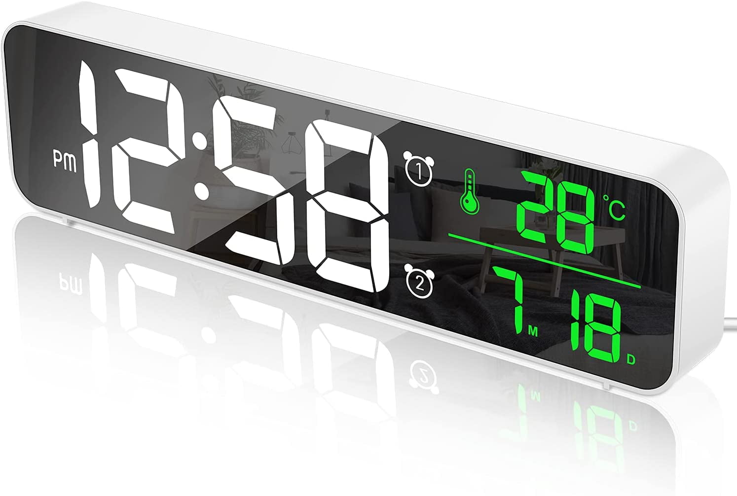 Réveil Digital Yulado LED - Heure, Date, Température Avec Répétition