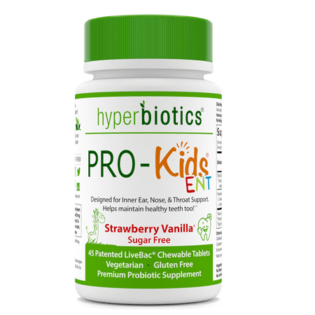 Pro Complex Strawberry - Hyperbiotics PRO-Kids ENT Natural Probiotic Chewable Tablets, Strawberry Vanilla, 45 Ct