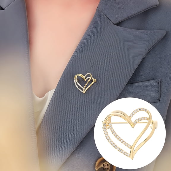 DESIGNICE Double Heart Brooch Elegant Anti-oxidation Rust-proof Alloy Pin for Women Versatile Wedding Corsage Accessory