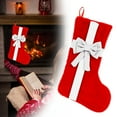 thumbnail image 1 of Décorations de Noël Extérieures Hangs Bas de Noël Rouges Ornements Suspendus pour Cheminée de Noël Chaussettes en Peluche Bonbons Bas avec Nœud en Velours Rouge pour Décorations de Vacances de Noël en Famille, 1 of 9