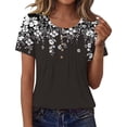 thumbnail image 2 of CALAFEBILA V Neck Tops for Women Casual Summer Flower Print Womens Shirts Short Sleeve V Neck T-shirts, 2 of 8