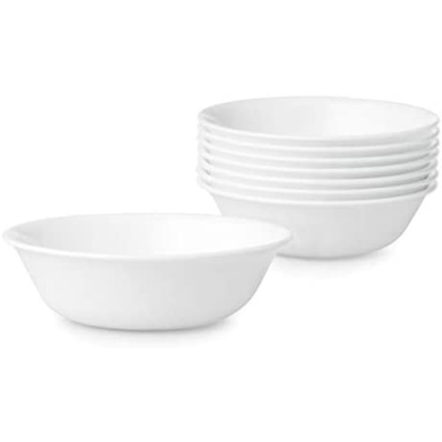 Corelle Résistant aux Éclats, Ensembles de Bols, 8 Pcs, Blanc Givre d'Hiver