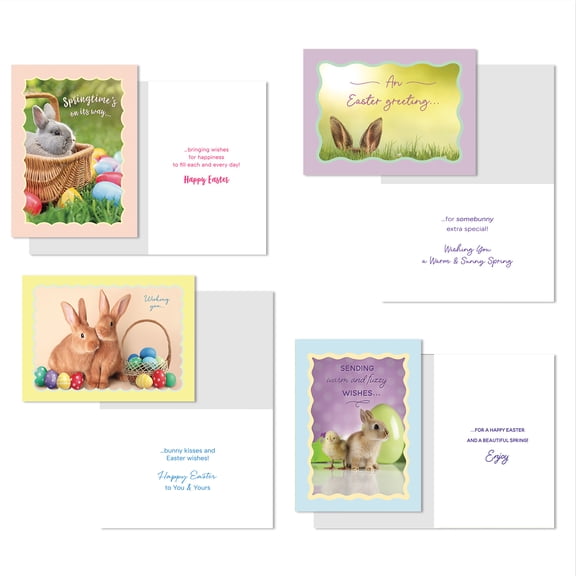 Designer Greetings 12 Easter Bunny Greeting Card Assortment with Envelopes, Somebunny Special (4 Assorted Designs, 3 Each)