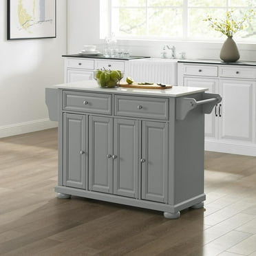 Crosley Furniture Alexandria Stone Top Full Size Kitchen Island/Cart Gray/White