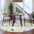 thumbnail image 4 of Colorful Floral Round Area&nbsp;Rug 8ft Spring Yellow Green Flower Garden Art Oil Painting Style Non-Slip&nbsp;Washable Circle Rugs Soft Felt Indoor Floor Mat for Bedroom Kitchen Living Room Bathroom, 4 of 9