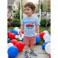 thumbnail image 3 of BemeyourBBs Toddler Baby Boy 4th of July Outfit Patriot Independent Day Clothes Letter Truck Embroidery Short Sleeve T Shirt Elastic Waist Plaid Shorts Set Fourth of July 2 Piece Summer Outfit, 3 of 9