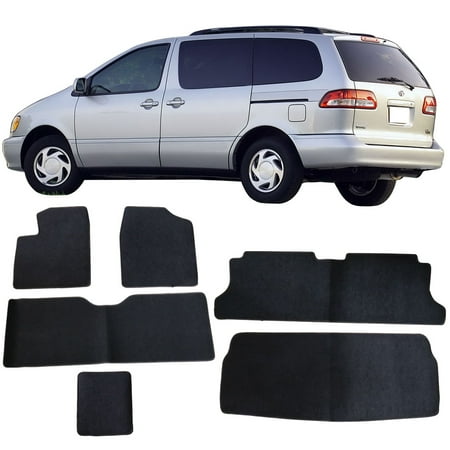 - Fits 98-03 Toyota Sienna Black Nylon Front Rear Floor Mats Carpets 6PC