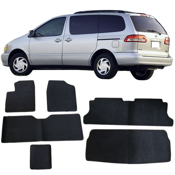 Compatible With 98 03 Toyota Sienna Black Nylon Front Rear Floor