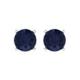 thumbnail image 3 of 4 Ct Round Cut Studs Blue Sapphire 14K White Solid Solid Gold Everyday Dainty Earrings Push Back, 3 of 7
