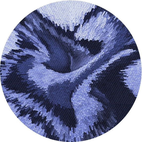 Ahgly Company Machine Washable Indoor Round Transitional Sky Blue Area Rugs, 6' Round