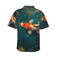 thumbnail image 3 of Balery Koi Pond Lilies Print Men's Hawaiian Shirts Short Sleeve Beach Shirt Relaxed Fit Vacation Button Down Shirts-3X-Large, 3 of 9