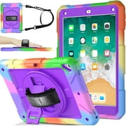 BMOUO BMOUO Case for iPad 6th/5th Generation Case (9.7 inch, 2018/2017), 360°Rotating Stand, Hand/Shoulder Strap Shockproof iPad 9.7” Case for iPad Air 2, Purple