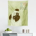 thumbnail image 1 of Pug Tapestry, Little Dog with Tilted Head with Expression I Love Pugs Pet, Fabric Wall Hanging Decor for Bedroom Living Room Dorm, 5 Sizes, Avocado Green Pale Blue, by Ambesonne, 1 of 1