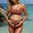 thumbnail image 2 of RTKFRFLM Maternity 2-Piece Bikini Set Backless Cami Top and High Waisted Swimsuit Coffee XL, 2 of 7
