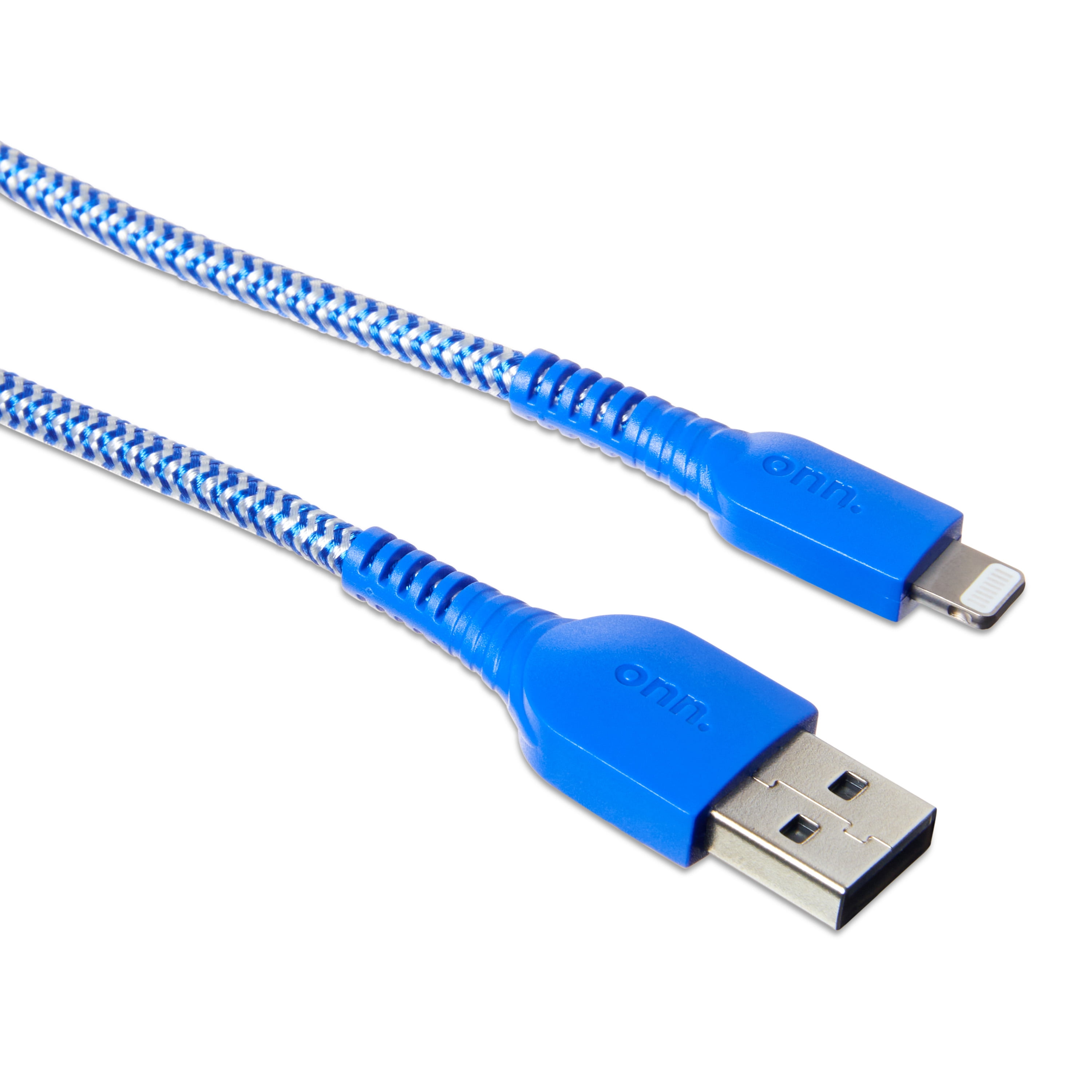 onn. Lightning to USB Cable, Chevron Blue, 6'