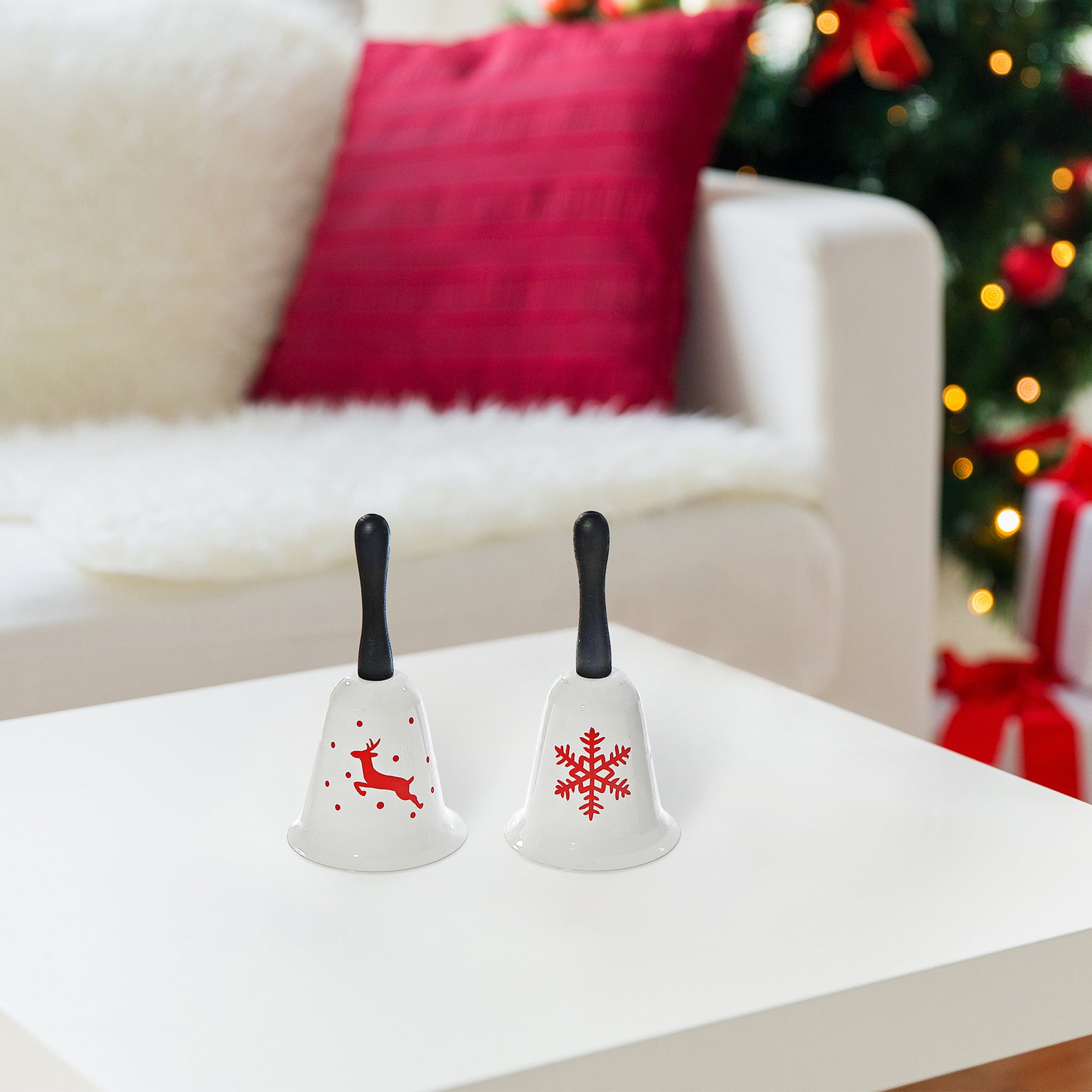 Metal Bell With Wooden Handle (With Print) (Asstd) - Set of 2