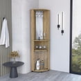 thumbnail image 3 of Depot E-Shop DE-MLM8989 17 x 7 in. Nashville Corner Bar Cabinet Unit with Wine Glass Rack & Lower Cabinet, Macadamia, 3 of 5