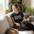 thumbnail image 2 of Womens Less People More Cats T Shirt Funny Pet Kitten Lower Tee for Ladies Womens Graphic Tees, 2 of 9