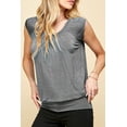 thumbnail image 2 of Made by Johnny Women's Solid Short Sleeve Sweetheart Top XL HDG, 2 of 6
