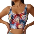 thumbnail image 2 of Picia Hawaiian Style Sports Bra for Women,Padded Strappy Sports Bras Medium Support Yoga Bra with Removable Cups,Running Yoga Bra-XX-Large, 2 of 9