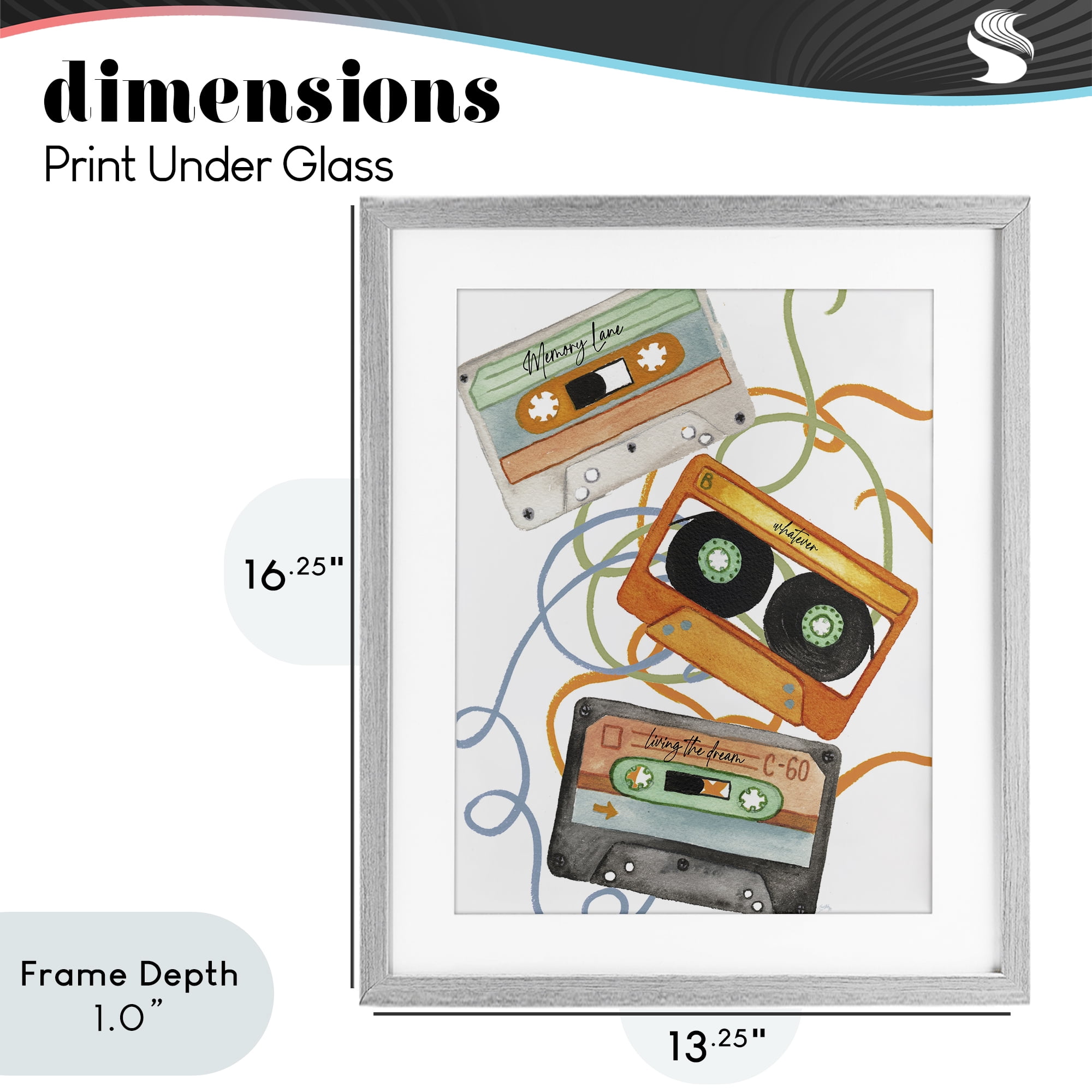 Stupell Industries Cassette Mix Tapes Trio Gray Framed Print Under Glass, design by Elizabeth Medley