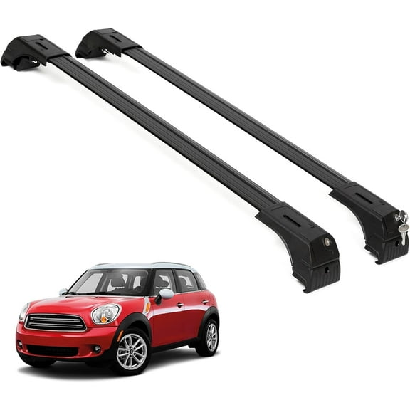ERKUL Roof Rack Cross Bars for Mini Cooper Countryman 2011-2016 | Aluminum Crossbars with Anti Theft Lock for Rooftop | Compatible with Flush Rails - Black