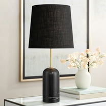 360 Lighting Ben 25" High Small Cylinder Modern Glam Table Lamp Black Marble Finish Single Black Shade Living Room Bedroom Bedside