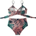 thumbnail image 4 of Women Criss Cross High Waisted String Floral Printed 2 Piece Bathing Swimsuit, 4 of 5
