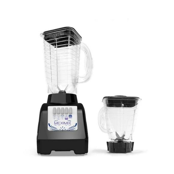 Licuadora MexiMix 400 Watts vaso plastico 1.2 litros y vaso procesador 750 ml Negro