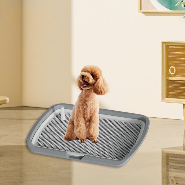 Almohadillas de entrenamiento para perros, inodoro para mascotas para cachorros, rejillas de malla, inodoro de entrenamiento para mascotas con bandeja Gris
