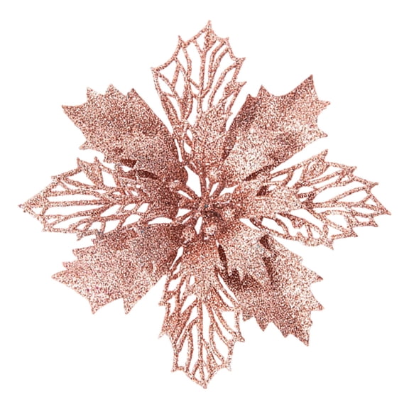 Christmas Artificial Poinsettia Flowers,Glitter Flower Christmas Decorations,4.33 Inch Glitter Poinsettia Christmas Ornaments,Christmas Tree Flower Decoration Diy Xmas Wreath Mantle Decor