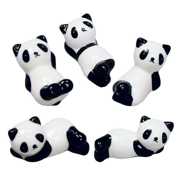 5Pcs Panda Chopsticks Rest Ceramic Flatware Holder Storage Rack (Random Style)