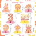 thumbnail image 5 of 8Pcs Young Wild and Three Honeycomb Centerpieces, Boho Girl’s 3rd Birthday Party Decorations, Daisy Flower Retro 60s 70s Hippie Theme Table Toppers Decors Party Supplies, 5 of 6