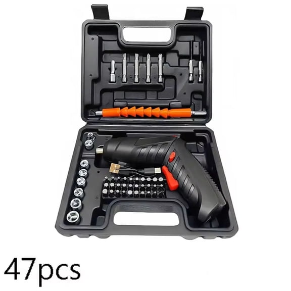 47-Piece Rechargeable Electric Screwdriver Kit 3.6V Cordless Lithium Power Tool Set for Home DIY Repairs and Assembly Tasks