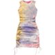 thumbnail image 1 of Vestido corto sin mangas fruncido para mujer, con cordón y lazo lateral, cuello redondo, vestido corto Purple Tie Dye M Purple Tie Dye M Xishao ropa, 1 of 2