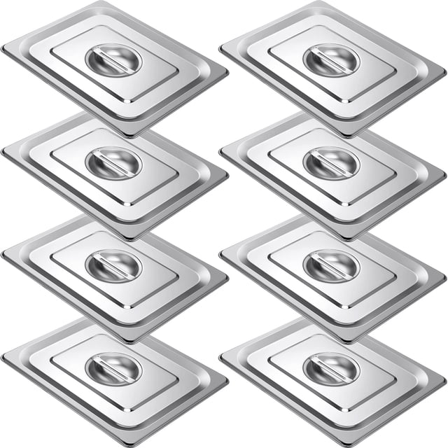 Tapas para sartenes de mesa Steam, 1/2 tamaño, de acero inoxidable (paquete de 8)