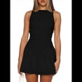 thumbnail image 1 of Vestido Corto Ajustado con Cuello para Mujer, Sin Mangas, con Volantes Fruncidos en el Bajo, para Fiesta o Club. Negro L, 1 of 7
