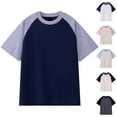 thumbnail image 4 of SwiftWear Mens Cotton Shirts Short Sleeve Crew Neck Shirts for Men Short Sleeve Quick Dry Fashion Color-matching T-Shirts, Navy-M, 4 of 4