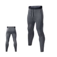 thumbnail image 3 of IWRICH Men's Striped Tights Compression Pants Workout Running Gym Legging Pants Grey XXL, 3 of 8