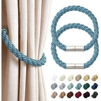 2 Pack Strong Magnetic Curtain Tiebacks Modern Simple Style Drape Tie Backs Convenient Decorative Weave Rope Curtain Holdbacks for Thin or Thick Home & Office Window Draperies (Teal)