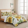 thumbnail image 5 of Twin XL Quilt Set 68''x98'', Sunflower Lightweight Summer Bedspread Coverlet Set with 2 Pillow Shams, Farmhouse Watercolor Botanical Summer Breathable All Season Quilt Bedding for Dorm/Guest Room, 5 of 9