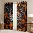 thumbnail image 2 of Feelyou Reindeer Elk Curtains Pack of 2 (42x84 Each), Maple Leaves Plant Curtains Blackout, 2 of 6