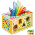 thumbnail image 1 of Caja de pañuelos para bebés Toy Montessori 6 en 1, cubo de actividades para más de 6 meses, 1 of 7