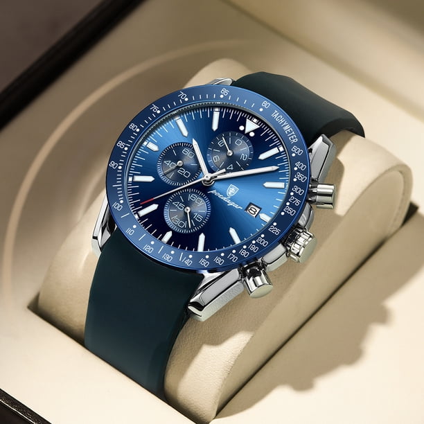 Reloj multifuncional para hombre, resistente al agua, luminoso, con correa de silicona.
