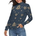 thumbnail image 2 of Line Heart Christmas Women's Turtleneck Sweater Long Sleeve Ribbed Fitted Turtle Neck Casual Fall Winter Collection Top XL, 2 of 4