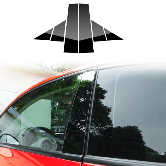 Window AB-Pillar Sticker for Fiat 500 (2008-2023) Abbas 595 (2012-2023), Black, 6 Pcs