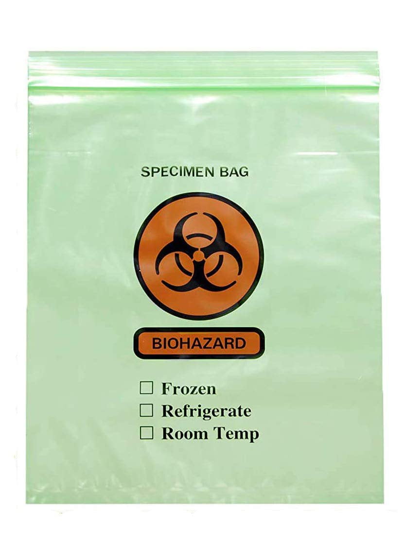 Pack of 1000 Specimen Transfer Bags, Green Tint 12 x 15 Zip Locking ...