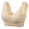 thumbnail image 2 of Black and Friday Deals Idoravan Wireless Bras for Women Clearance 2PC Women's Embroidered Glossy Comfortable Breathable Bra Underwear No Rims Beige S, 2 of 5